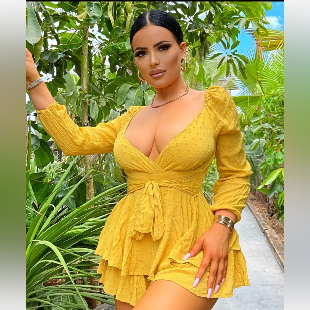 Fashion Nova Romper in Mustard